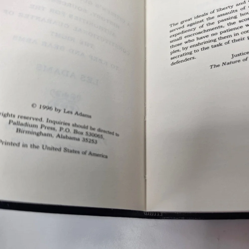 Second Amendment Primer Les Adams 1996 Hardcover Leatherette Gun Rights History